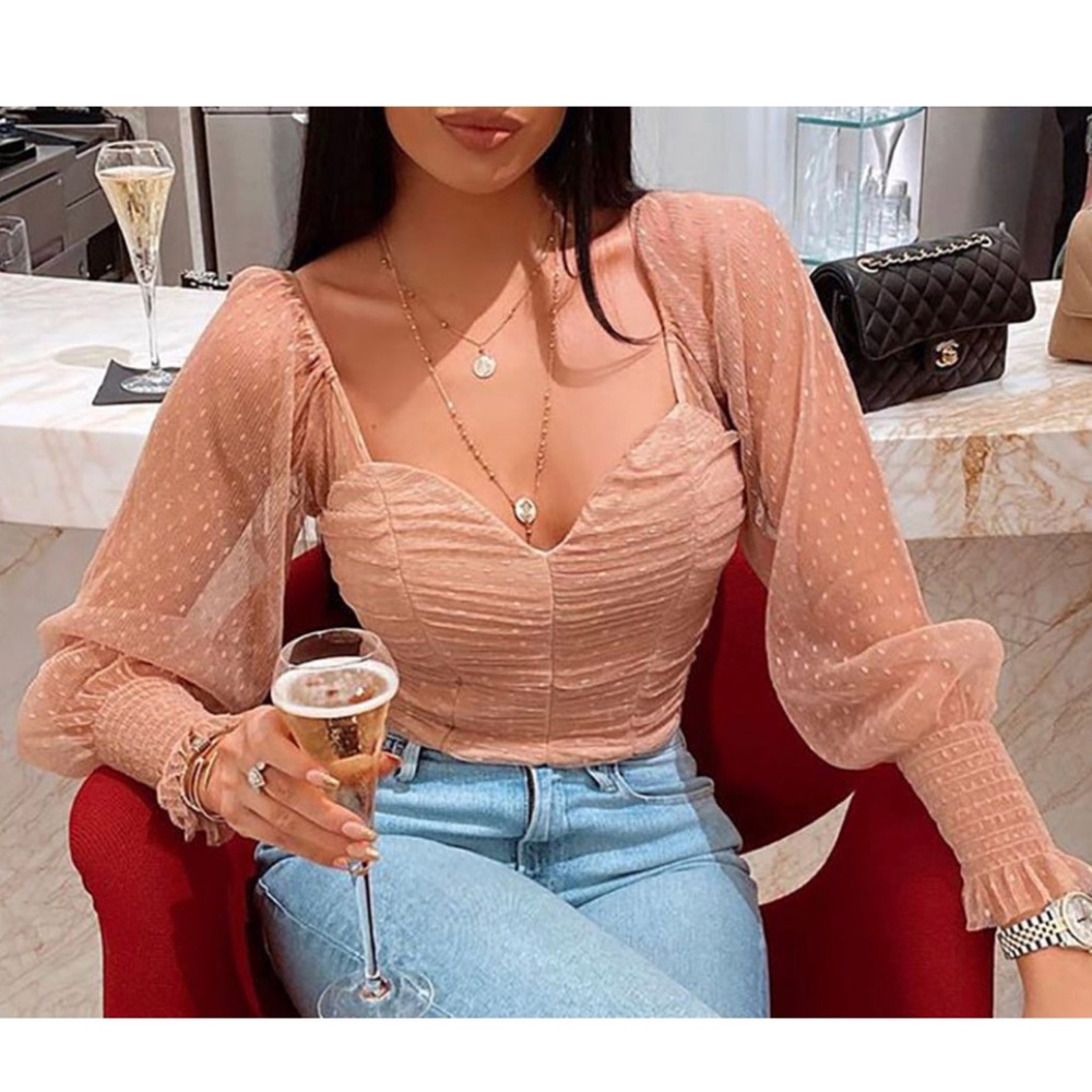 Long sleeve polka dot top